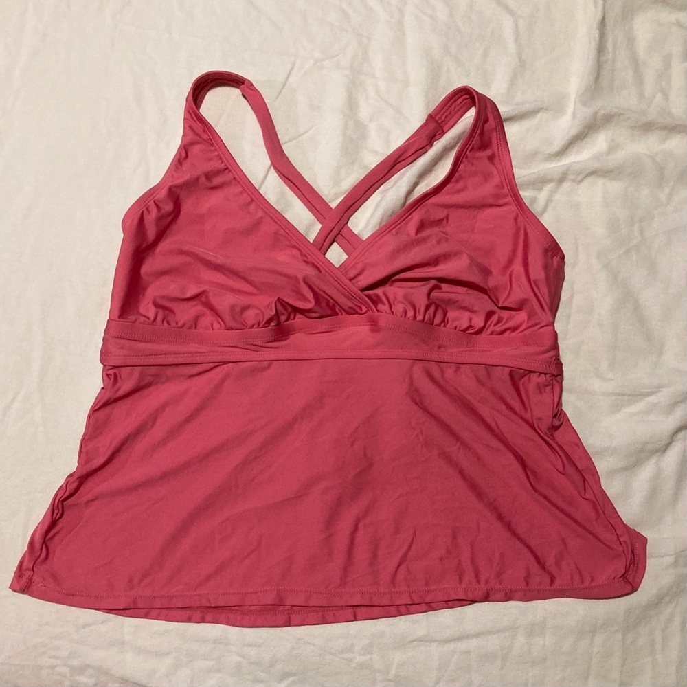 Catalina Coral Swim Top with Criss-Cross Straps | Size 2X (20W-22W)